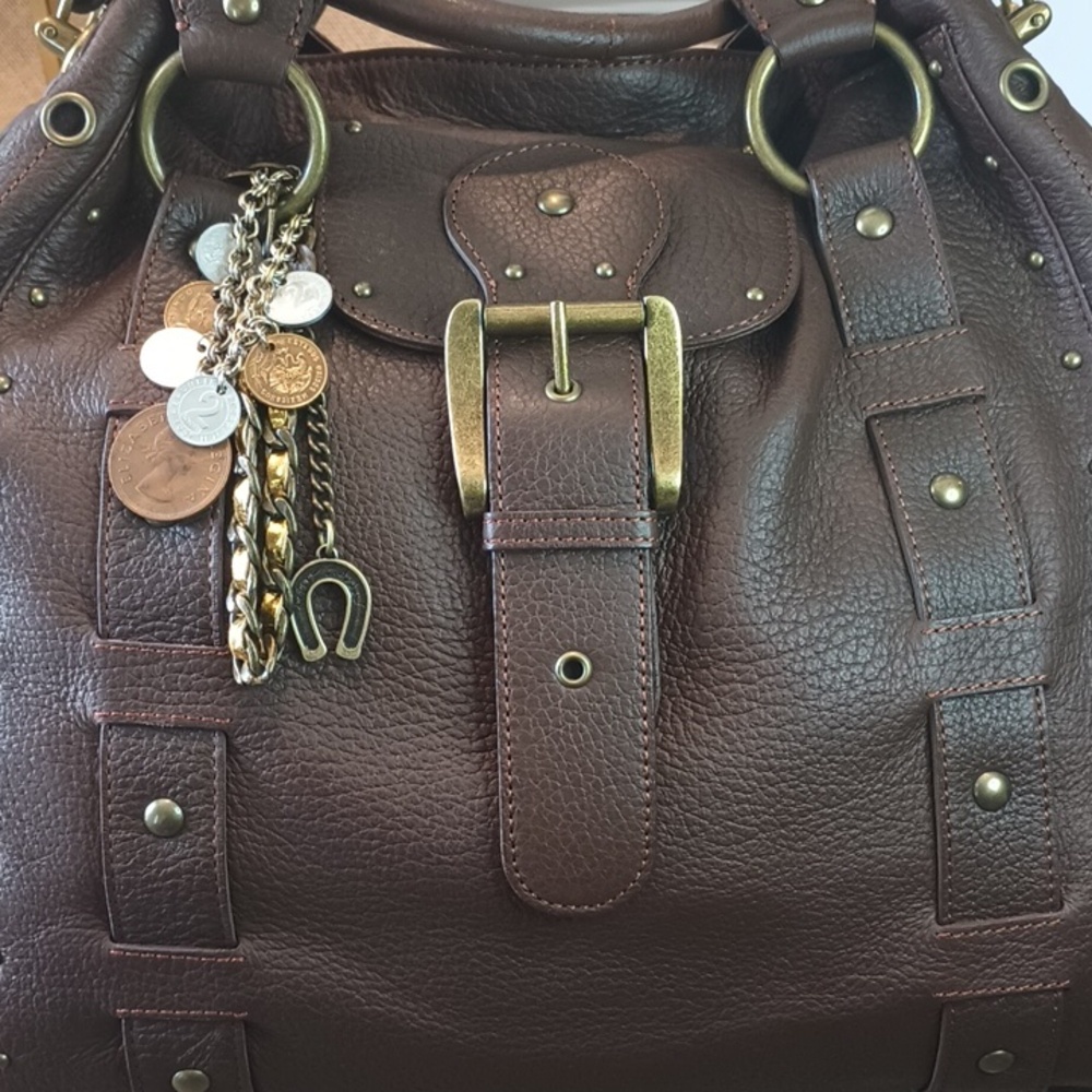 Betsey Johnson Vintage Good Girl Leather Hobo & Dusty & vintage coin Bag Charm - Picture 1 of 7
